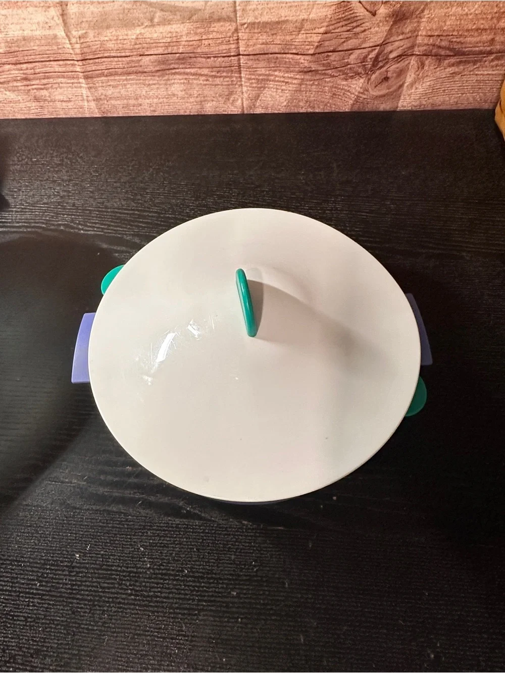 Tupperware Microwave Steamer Set 3-Piece Plastic Blue/White/Green 11 in w/ Lid